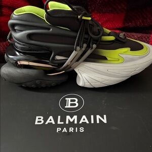 Balmain Black and Lime Sneakers